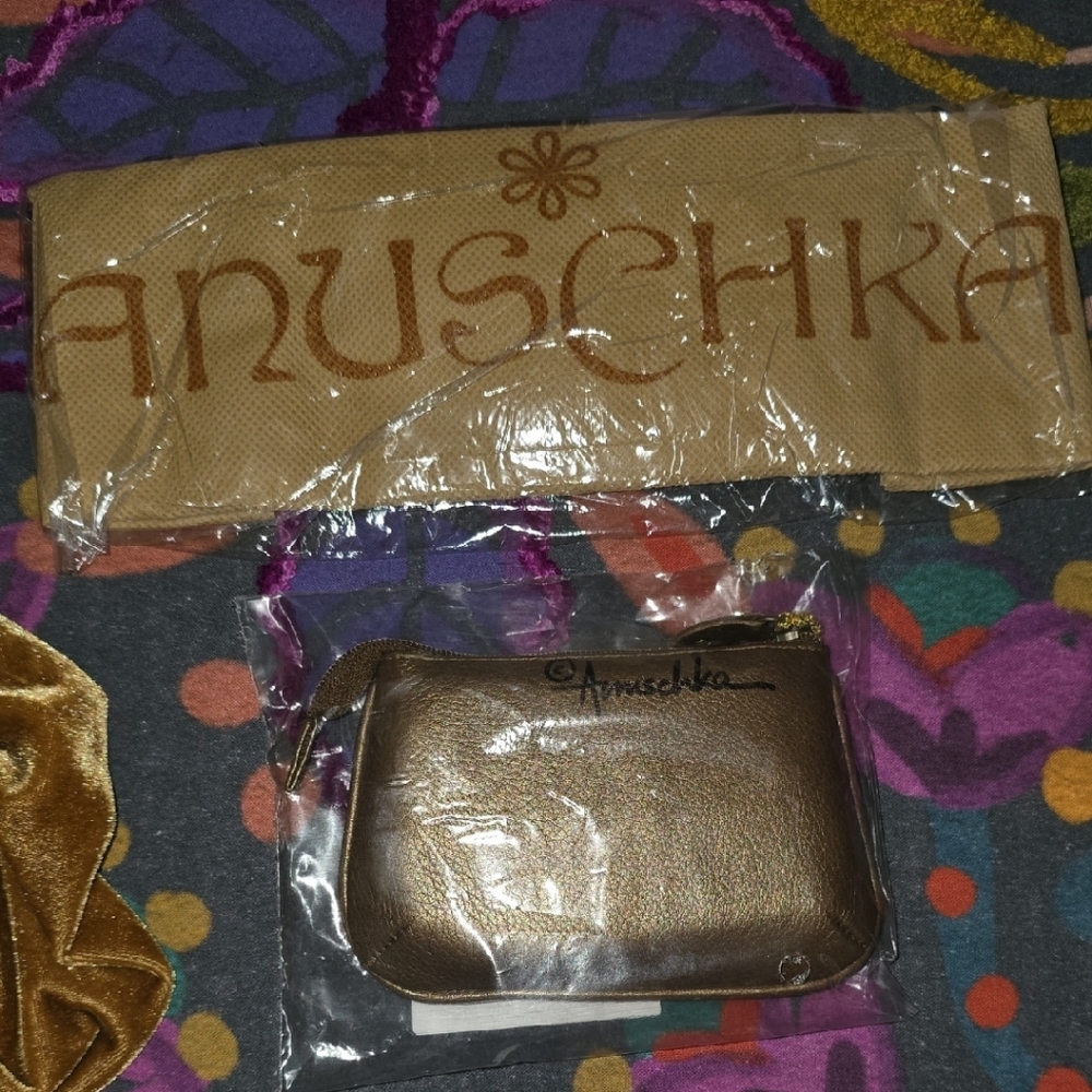 NWT Anuschka Floral Bronze Leather Bag And Matching Coin Purse Set - Picture 5 of 12